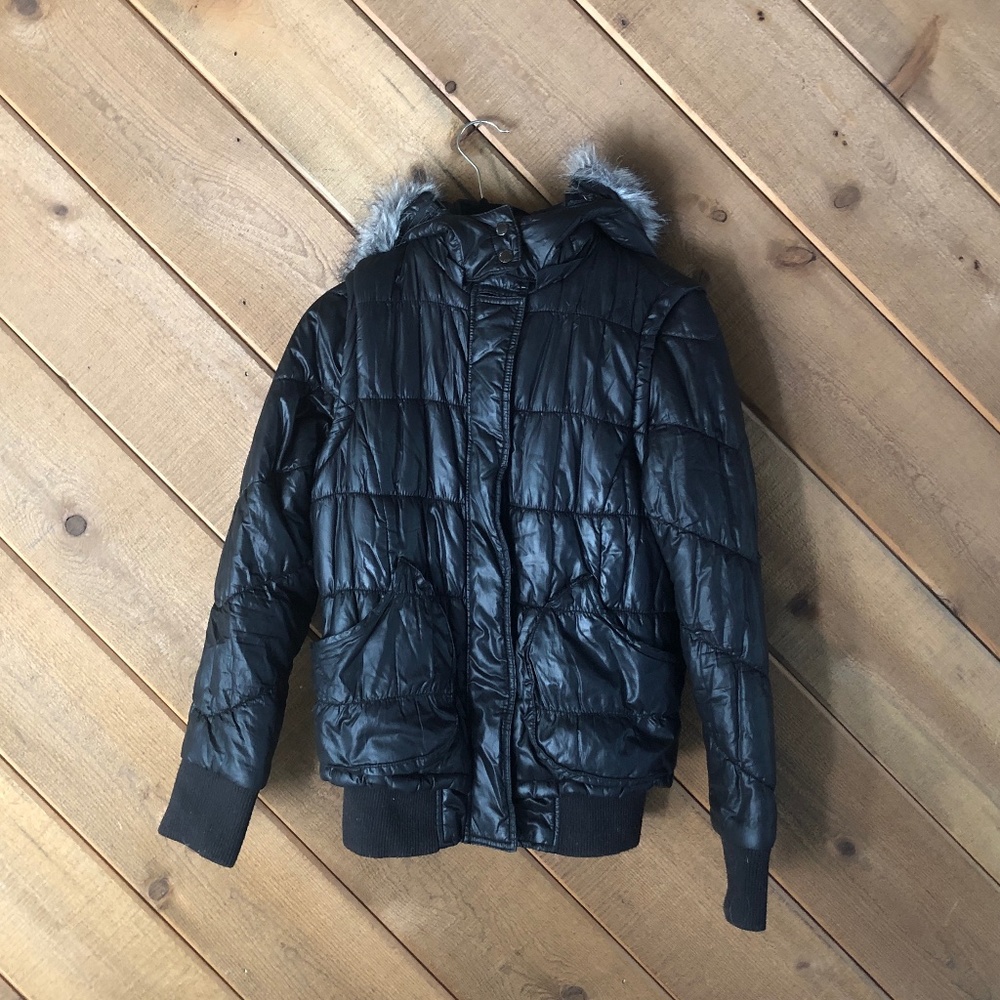 Vintage Triple Five Soul Nylon Down Coat w Hood, Size S